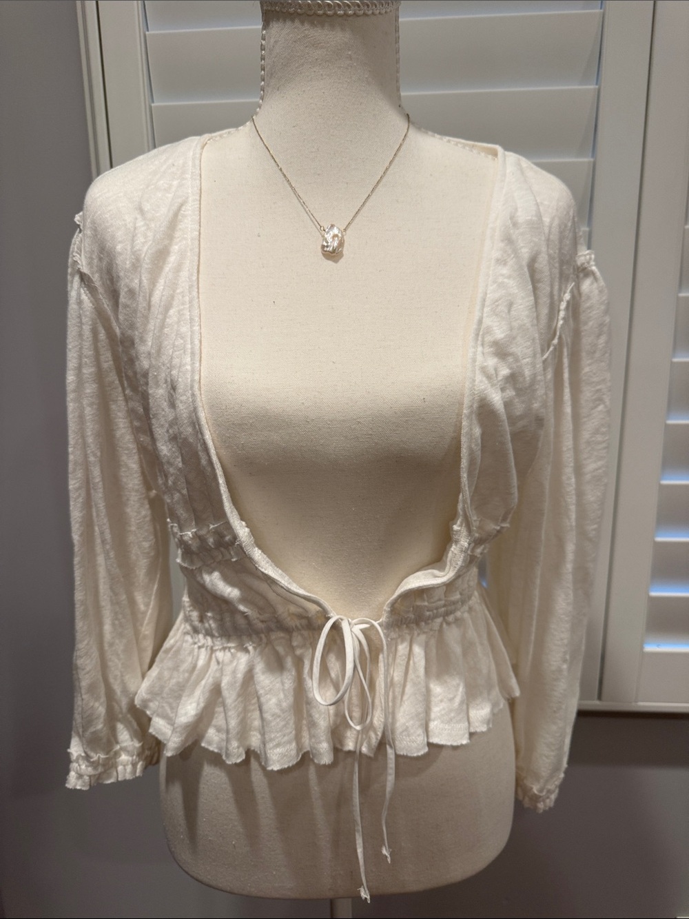 Free People Cream Tie-Front layering cardigan